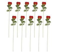 Sirxlevcy Fiore di Rosa Artificiale Rose di Seta Rosse con Stelo Fiori Bouquet da Sposa Decorazioni per la Casa, Confezione da 10 (Rosso)