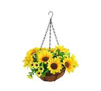 Sirxlevcy Fiori Pendenti Artificiali in Cesto di Fiori di Simulazione Cesto Appeso per L'Arredamento del Giardino del Prato del Patio, per la Decorazione di Esterni e Interni-Giallo