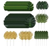 Sirxlevcy Foglie di Palma Artificiali 66 Pezzi Foglie di Palma Tropicali Piante Artificiali Decorazioni per Feste A Tema Hawaiano Decorazione per Piante della Giungla