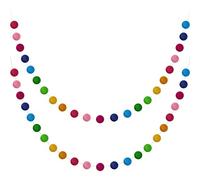 Sirxlevcy Ghirlanda di Palline Ghirlanda di Pom Pom Colorata Fatta Un Mano 28 Palline di Feltro Ghirlande di Palline per La Decorazione 'Albero di Natale Un Parete