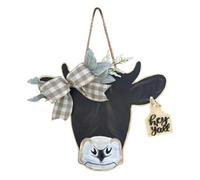 Sirxlevcy Ghirlanda per Porta con Testa di Mucca di Benvenuto per Porta D'Ingresso con Stampa di Mucca per Porta per Decorazione da Parete per Casa Colonica, Decorazione Natalizia Durevole