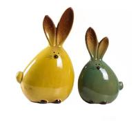 Sirxlevcy Kit di Statuine in Ceramica - Figurine di Conigli - Complementi D' per la Casa - Set di Statue di Animali in Porcellana - Arte - Decorazione per la Casa - Regalo per Artigianat