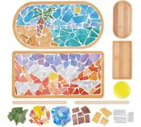 Sirxlevcy Kit DIY per Mosaico Artigianale, Set di Sottobicchieri In Bambù con Mosaico di Albero di Cocco e Vassoio di Base Vuoto, Decorazioni per La Casa Fatte A Mano
