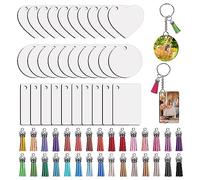 Sirxlevcy Kit Set di per Sublimazione con Trasferimento di MDF Vuoto 3 Forme Nappe Ciondolo Anelli di Salto con Kit Catena