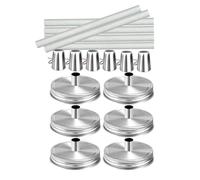 Sirxlevcy Kit Torce da Tavolo In Barattolo di Vetro, Confezione da 6 Coperchi A Bocca Normale, Stoppini e Cappucci, Lampade A Olio per Esterni per L'Arredamento del Giardino del Patio