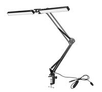 Sirxlevcy Lampada da Scrivania con Morsetto Lampada da Scrivania Architetto Doppia Testa Lampada Scrivania A LED Protezione per Gli Occhi Lampada da Scrivania 10 Luminosità 3 Colori