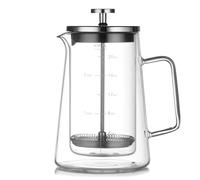 Sirxlevcy Macchina per Caffè French da 650 Ml - Bollitore per il Tè In Vetro Borosilicato A Doppia Parete, Caffettiera per La Casa con Filtro
