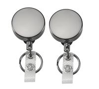 Sirxlevcy Mini Confezione da 2 Porta Badge Retrattile per Carichi Pesanti,Badge Identificativo nel Metallo con con Clip da Cintura per con Nome(Piccolo Nero)