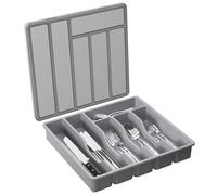 Sirxlevcy Organizer per con Coperchio, Vassoio Coperto per Utensili per Cassetto e Piano di Della Cucina, e nel Plastica Grigio