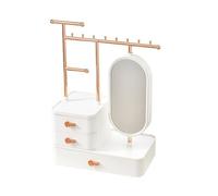 Sirxlevcy Organizzatore per Gioielli con Specchio e Cassetto, Contenitore per Gioielli per Orecchini, Bracciali, Collane, Accessori per Capelli-C