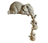 Sirxlevcy Ornamenti nel Resina di Elefante 3 Pezzi, 1 Madre Elefante e 2 Bambini Appesi al Bordo di Statue Artigianali