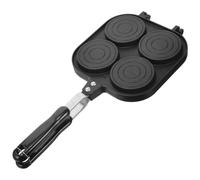 Sirxlevcy Padella per Torta su Ruota, Doppia Faccia, Padella per Pancake, per Hamburger, Padella per Uova Multi-Foro, Mini Padella, 1 Set