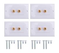 Sirxlevcy Piastra da Parete per Cavi per Altoparlanti a Banda Singola da 4 Pezzi (Piastra da Parete con Spina a Banana) per 1 Altoparlante, Bianca