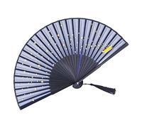 Sirxlevcy Piccolo Ventaglio Pieghevole per Ventagli di Seta di bambù nel Stile Vintage Giapponese per La Decorazione di Danza del Matrimonio di Festa Blu