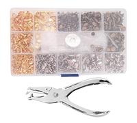 Sirxlevcy Rivetti per Pelle, 300 Set di Rivetti Un Doppio Cappuccio 3 Taglie 3 Colori e 4 Strumenti di Fissaggio DIY Vestiti Artigianali nel Pelle