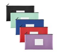 Sirxlevcy Sacchetti per Soldi per Depositi Bancari con Cerniera, Sacchetti In PU Portafogli per Contanti con Etichetta, per Cosmetici, Confezione da 5 A