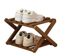 Sirxlevcy Scarpiera Pieghevole Multistrato In Bambù, Ripiano Portaoggetti Retrattile per La Casa, Organizer per Scarpe Salvaspazio, Scuro