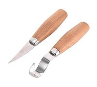 Sirxlevcy Set di Intaglio di 2 Coltelli di Acciaio con Manico di Legno di Faggio e Raschietto A Cucchiaio. Ideale per Principianti, Resistenti e Specializzati Nello Scultura. Durevoli.