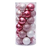 Sirxlevcy Set di Ornamenti per Palline per Albero di Natale da 30 Pezzi Set di Palline Decorative Infrangibili Set di Palline da Appendere Squisite per Feste -Rosa