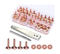 Sirxlevcy Set di Rivetti e Sbavature nel Rame da 42 Pezzi, Strumento di Impostazione per L'Installazione di Rivetti nel Pelle con Taglierina per Fori per Cinture Portafogli