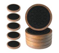 Sirxlevcy Sottobicchieri In Legno per Bevande, Set di 5 Sottobicchieri Assorbenti, Sottobicchieri per Bevande per la Protezione del Tavolo del Caffè, Antiscivolo Durevoli Facili da Usare Nero