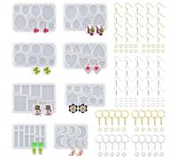 Sirxlevcy Stampi per Gioielli In Resina, 128 Pezzi Stampi Multipli per Orecchini In Resina UV con Fori, Kit Epossidici di Base Stampi per Ciondoli per Collane