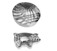 Sirxlevcy Stampo per pane messicano in acciaio inossidabile con 6 pezzi di tagliapasta a forma di maiale, stampo a due lati per tagliapasta a guscio di pane