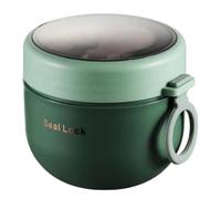 Sirxlevcy Tazza per Zuppa Sottovuoto In Acciaio Inossidabile - Lunch Box Portatile con Cucchiaio, Adatta al Microonde, Design Carino Verde
