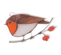 Sirxlevcy Uccelli Multicolori Appesi su Filo Acrilico ad Alta Tinta Pannello per Finestre Decorazioni per la Casa - Pettirosso Seduto