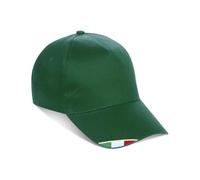 Siry Work Cappellino 5 Pannelli con Bandiera Italiana, Visiera Rigida precurvata con Piping, sottovisiera a Contrasto e Una Chiusura Regolabile con Velcro (Verde)
