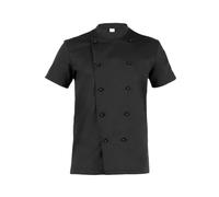 Siry Work Giacca Tommaso Uomo per Chef, Cuoco, in Cotone Elasticizzato, doppio petto, manica corta con taschino portapenne sulla manica (NERO-XL)