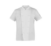 Siry Work Giacca Tommaso Uomo per Chef, Cuoco, in Cotone Elasticizzato, doppio petto, manica corta con taschino portapenne sulla manica (BIANCO-4XL)