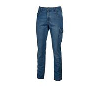 Siry Work Jeans 5 Tasche da Lavoro Elasticizzato U.Power Art. Jam con Tascone Laterale, Tasca Porta Metro e fettuccia Porta Martello vestibilità Slim-Fit col. Gaudo Jeans Tg. L