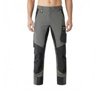 Siry Work KAPRIOL Dynamic Pantaloni da Lavoro per Giardiniere e Carpentiere Elasticizzati Idrorepellenti con Pannelli di Rinforzo sulle Ginocchia (Grigio-M)