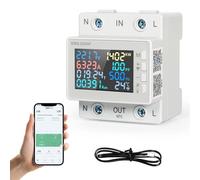 SiRyder Misuratore di Consumo Elettrico,TUYA Smart Controllo Wireless WIFI Misuratore Multifunzione Montato Su Guida, Misuratore Di Corrente/Frequenza/Tensione/Potenza/Consumo