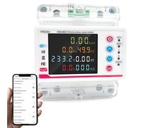 SiRyder Misuratore di Consumo Elettrico Wifi,100A 220V Contatore Elettrico Wifi Meter Bidirezionale Tuya Smart Contatore Luce Sub Sovracorrente Ritardo Tempo Protezione Contro le Perdite
