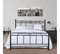 SISA srl, LETTO MATRIMONIALE 170x120x195cm con RETE MATRIMONIALE 160x190cm, Letto Ferro Battuto, Modello RITA, Colore Nero Anticato (Con Sfumature Oro), Rete in Doghe Matrimoniale, 13 Doghe in Legno