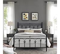 SISA srl, LETTO MATRIMONIALE 170x120x195cm con RETE MATRIMONIALE 160x190cm, Letto Ferro Battuto, Modello Dalia, Colore Nero Anticato (Con Sfumature Oro), Rete in Doghe Matrimoniale, 13 Doghe in Legno