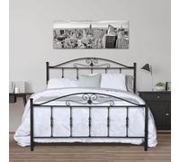 SISA srl, LETTO MATRIMONIALE 170x120x195cm e RETE MATRIMONIALE 160x190cm, Letto Ferro Battuto, Modello GARDENIA, Colore Nero Anticato (Sfumature Oro), Rete in Doghe Matrimoniale, 13 Doghe in Legno