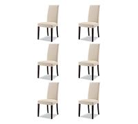SISA srl, Set 6 Sedie Sala Da Pranzo Imbottite, Sedie Cucina, Sedia Modello Denver, Colore Beige Gamba Noce, Materiale Ecopelle, 100x47x46 cm, Arredamento Casa, Sedie Cucina Moderna