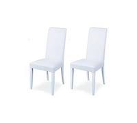 SISA srl, Set di 2 Sedie Sala Da Pranzo Imbottite, Sedie Cucina, Sedia Modello Denver, Colore Bianco Gamba Bianco, Materiale Ecopelle, 100x47x46 cm, Arredamento Casa, Sedie Cucina Moderna
