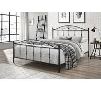 SISA srl, Struttura Letto Matrimoniale Ferro Battuto, Modello Gardenia, Colore Nero Anticato (Con Sfumature Oro), 170x120x195 cm, 100% Made in Italy