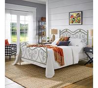 SISA srl, Struttura Letto Matrimoniale Ferro Battuto, Modello LAURA, Colore Beige Anticato (Con Sfumature Oro), 170x120x195 cm, 100% Made in Italy