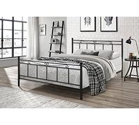 SISA srl, Struttura Letto Matrimoniale Ferro Battuto, Modello RITA, Colore Nero Anticato (Con Sfumature Oro), 170x120x195 cm, 100% Made in Italy