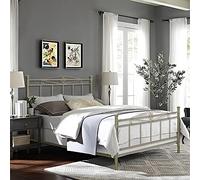 SISA srl, Struttura Letto Matrimoniale Moderno, Letto Ferro Battuto, Modello Erica, Colore Beige Anticato (Con Sfumature Oro), 170x120x195 cm, 100% Made in Italy