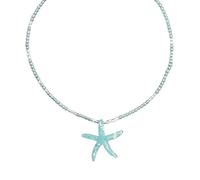 Sisadodo Collana con ciondolo a forma di stella marina, da donna, con perline colorate, per vacanze estive, rosa, bianco, blu, fatta a mano in resina Bing