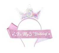 Sisadodo Fascia per capelli per 5° compleanno per ragazze di 5 anni, accessori per ragazza suo compleanno decorazioni per ragazza glitterata è il mio 5° compleanno fascia per figlia, nipote, sorella