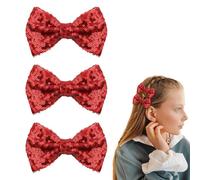 Sisadodo Fiocco per capelli rosso per donne e ragazze, fermagli per capelli con paillettes luccicanti, accessori per adolescenti e adolescenti, forcina per Natale per riempire la calza della Befana