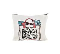 Sisadodo Sandbeach - Trousse per trucchi a tema per donne e ragazze, regalo di compleanno per la migliore amica, con stampa All My Beach Essentials, organizer da viaggio per gli amanti della spiaggia