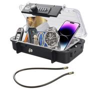 SISAV Cassaforte portatile con combinazione traslucente con cavo rimovibile, imposta la tua combinazione, per viaggi, famiglia e attività all'aperto in campeggio, grigio